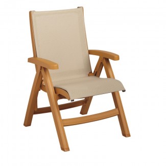 Restaurant Hospitality Poolside Furniture Belize Midback Folding Sling Chair - Teakwood Frame